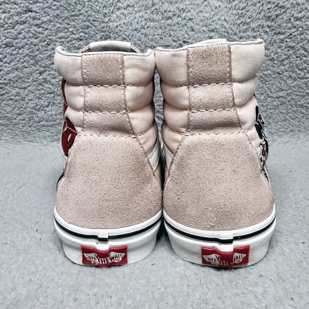 Vans x Disney Sk8 Hi Mickey Minnie Flowers Womens Size 10 Sneakers Pink Leather - Picture 4 of 9